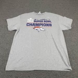 Denver Broncos Shirt Mens XL Gray NFL Football Super Bowl 50 Champions Delta Pro